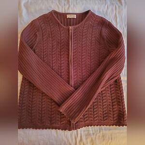 Northern Reflections L-XL Brown Cable Knit style zippered cardigan